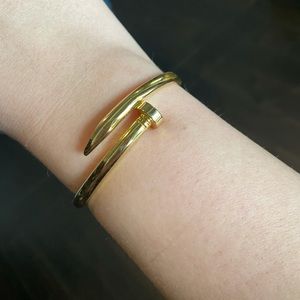 Gold plated pre owned nail bracelet, love bracelet